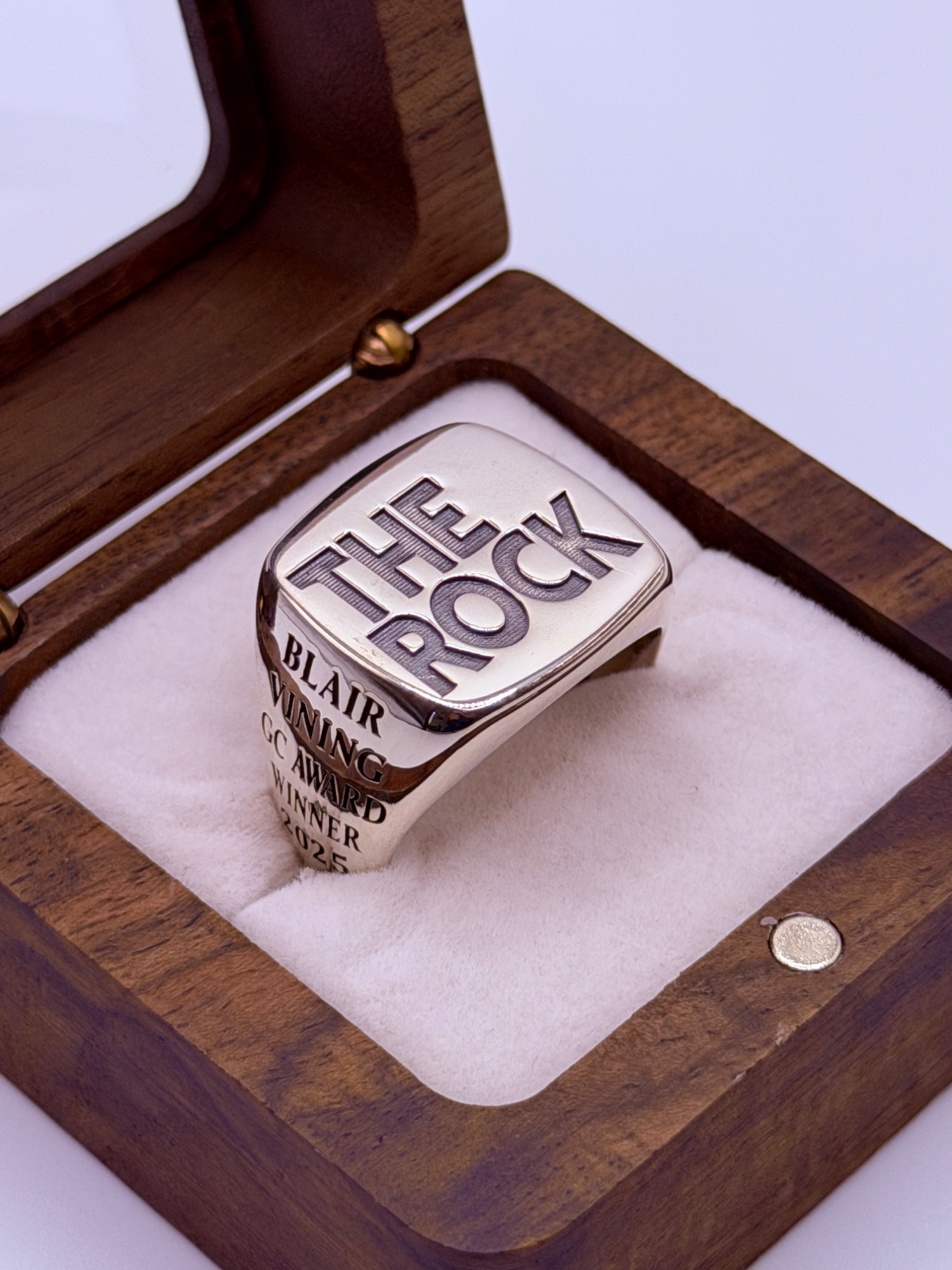 The Rock signet in walnut box